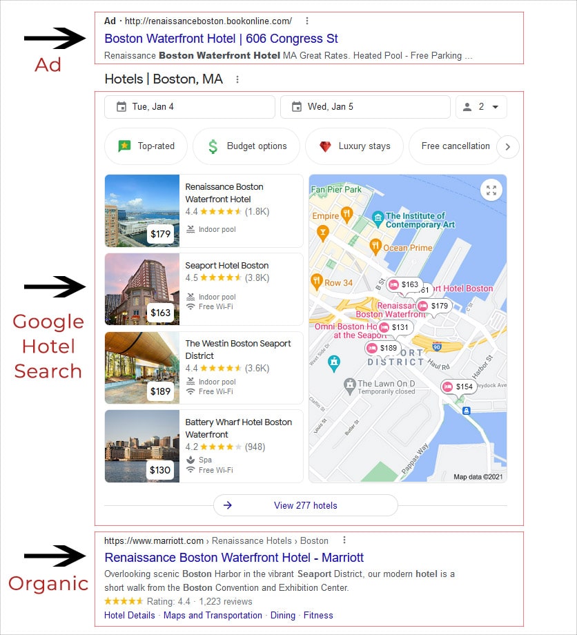 Hotel search engine ads